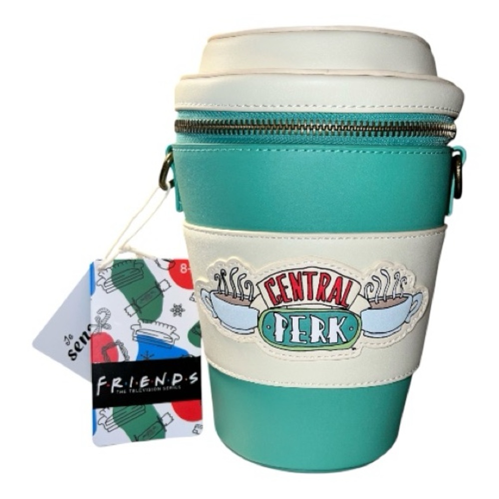 Loungefly Friends Teal and Cream Cup Crossbody Bag - Picture 1 of 6